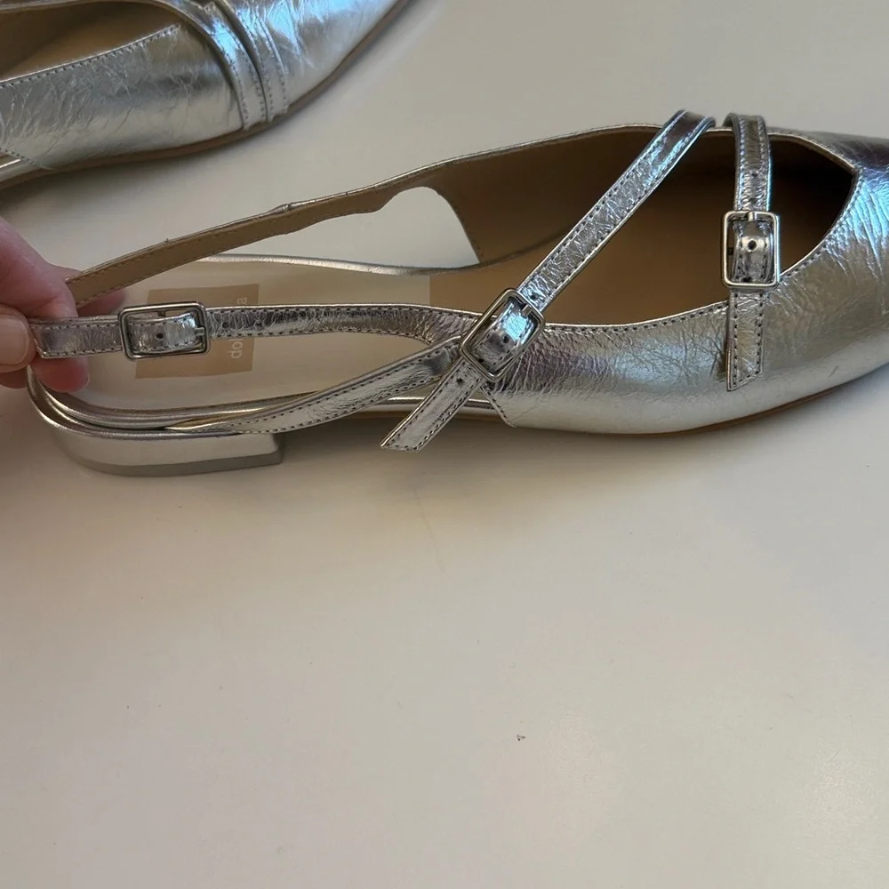 Dolce Vita Metallic Silver Slingback Flats - Picture 5 of 6